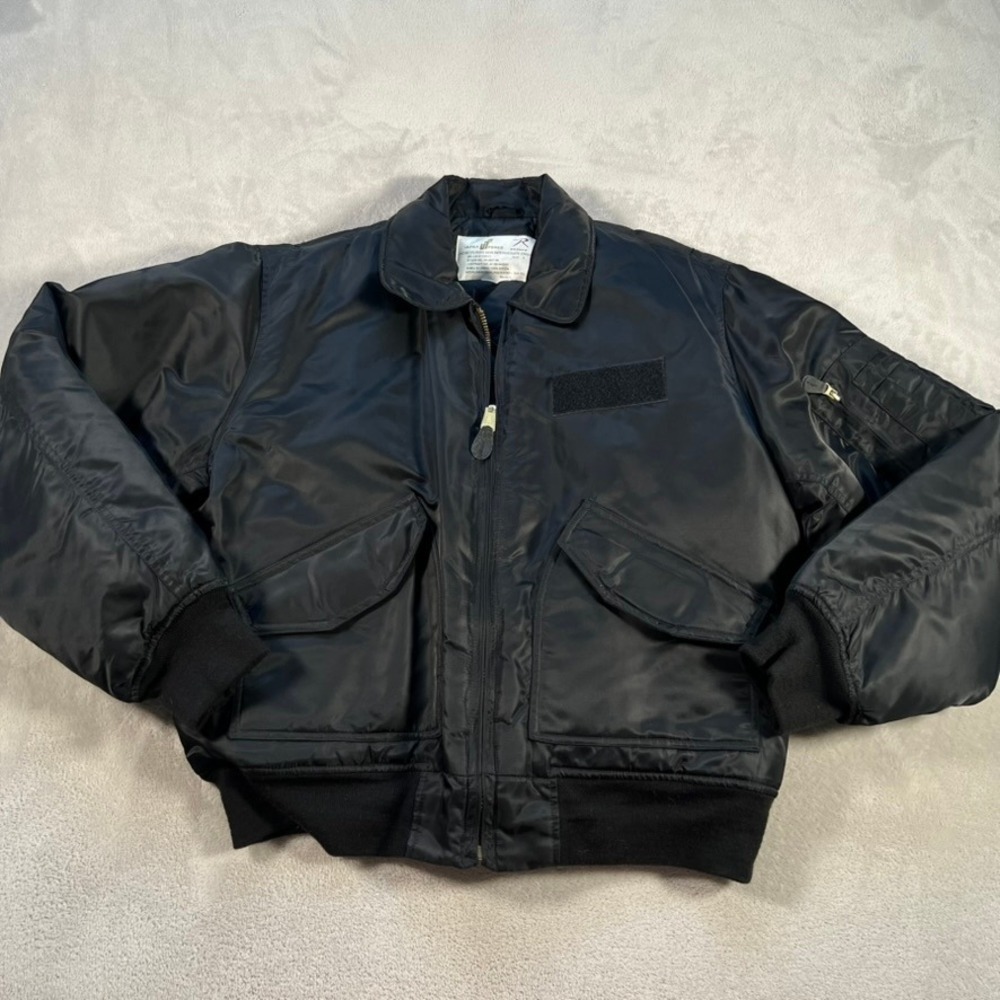 Rothco Ultra Force CWU-45P Flight Jacket Mens Large Black Bomber MIL-J-6141 USAF